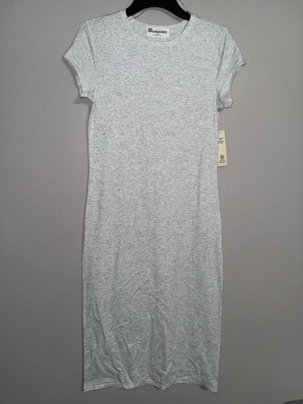 No Boundaries Heather Grey T-Shirt Midi Dress Large BNWT